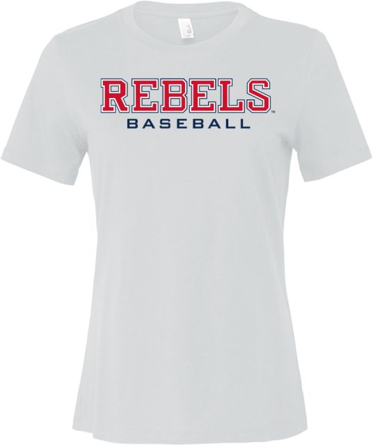 Ole Miss Bella + Canvas Womens Relaxed Cotton T Shirt Ole Miss Rebels Baseball - ONLINE ONLY