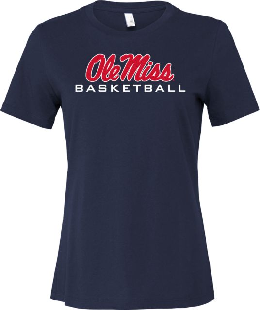 Ole Miss Bella + Canvas Womens Relaxed Cotton T Shirt Ole Miss Basketball - ONLINE ONLY