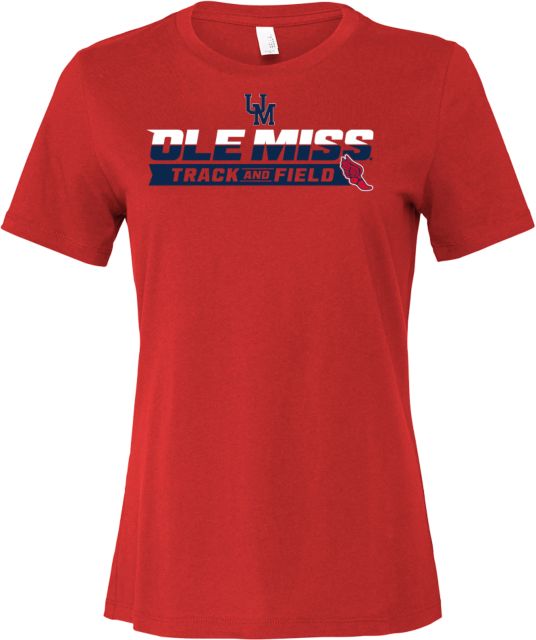 Ole Miss Bella + Canvas Womens Relaxed Cotton T Shirt Ole Miss - Track and Field Finish Line - ONLINE ONLY