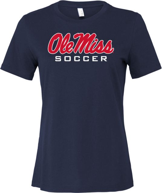 Ole Miss Bella + Canvas Womens Relaxed Cotton T Shirt Ole Miss Soccer - ONLINE ONLY