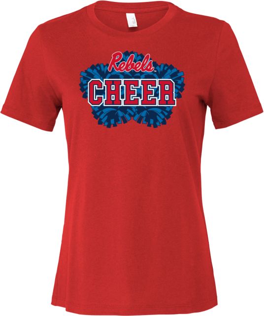 Ole Miss Bella + Canvas Womens Relaxed Cotton T Shirt Ole Miss - Rebels Cheer Poms - ONLINE ONLY