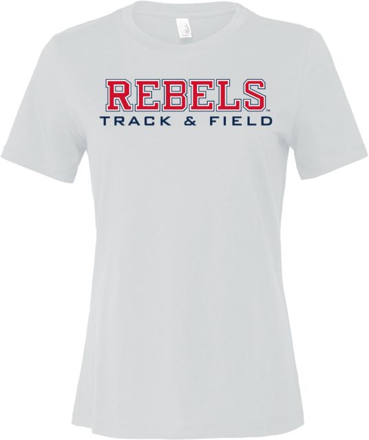 Ole Miss Bella + Canvas Womens Relaxed Cotton T Shirt Ole Miss Rebels Track and Field - ONLINE ONLY
