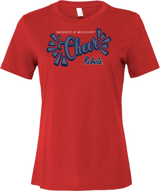 Ole Miss Bella + Canvas Womens Relaxed Cotton T Shirt University of Mississippi - Rebels Cheer Script - ONLINE ONLY