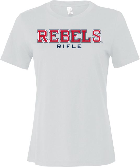 Ole Miss Bella + Canvas Womens Relaxed Cotton T Shirt Ole Miss Rebels Rifle - ONLINE ONLY