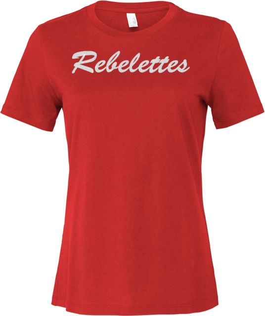 Ole Miss Bella + Canvas Womens Relaxed Cotton T Shirt Ole Miss Rebelettes Glitter - ONLINE ONLY