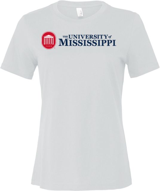 Ole Miss Bella + Canvas Womens Relaxed Cotton T Shirt The University of Mississippi Institutional Horizontal - ONLINE ONLY