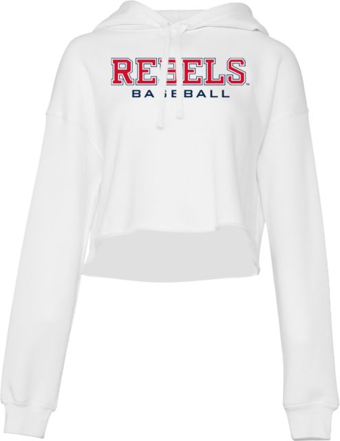 Ole Miss Bella + Canvas Womens Cropped Fleece Hood Ole Miss Rebels Baseball - ONLINE ONLY