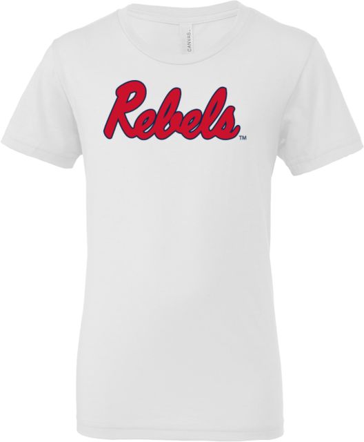 Ole Miss Bella + Canvas Youth Jersey T Shirt Ole Miss Rebels Script - ONLINE ONLY