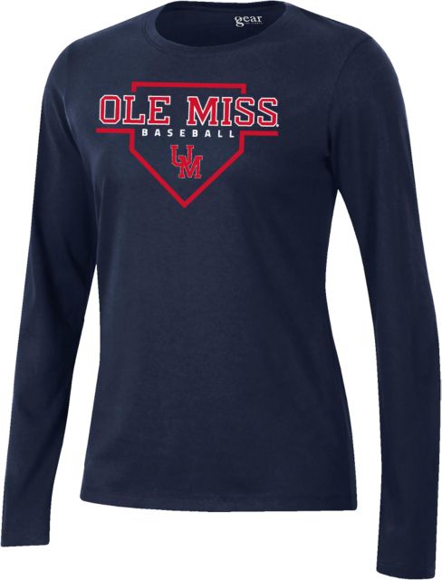 Ole Miss Gear Womens Long Sleeve Tee Ole Miss - Baseball Homeplate - ONLINE ONLY