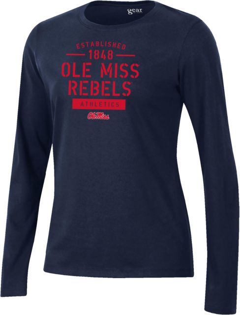 Ole Miss Gear Womens Long Sleeve Tee Ole Miss - Rebels Athletics Stencil - ONLINE ONLY