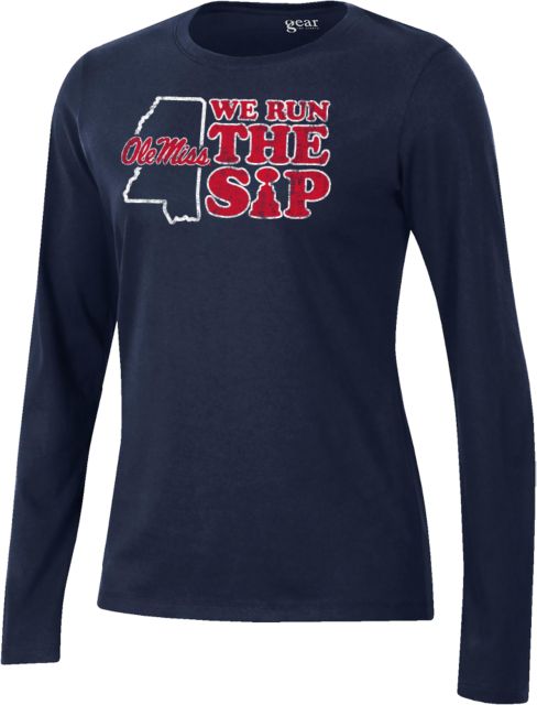 Ole Miss Gear Womens Long Sleeve Tee Ole Miss - We Run The Sip - ONLINE ONLY