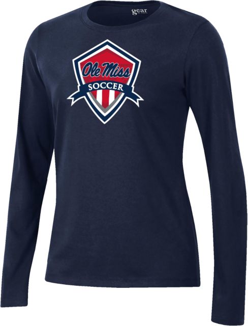 Ole Miss Gear Womens Long Sleeve Tee Ole Miss - Rebels Soccer Shield - ONLINE ONLY