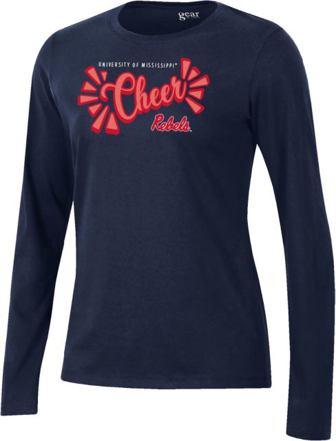 Ole Miss Gear Womens Long Sleeve Tee University of Mississippi - Rebels Cheer Script - ONLINE ONLY