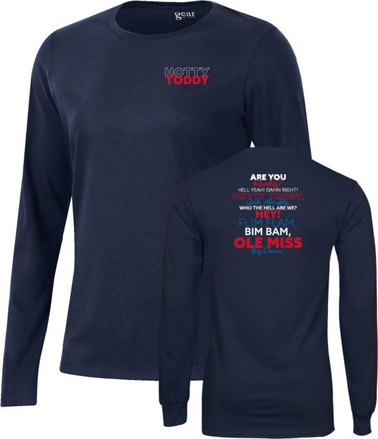 Ole Miss Gear Womens Long Sleeve Tee Ole Miss - Hotty Toddy Cheer - ONLINE ONLY