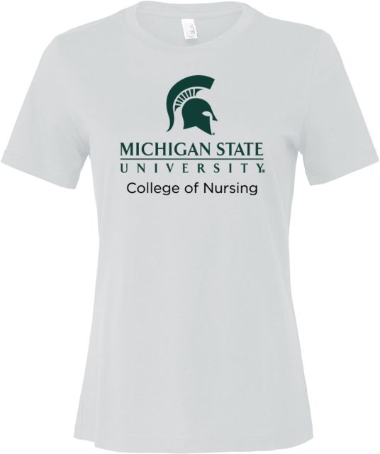 Michigan State Bella + Canvas Womens Relaxed Cotton T Shirt MSU College of Nursing - ONLINE ONLY