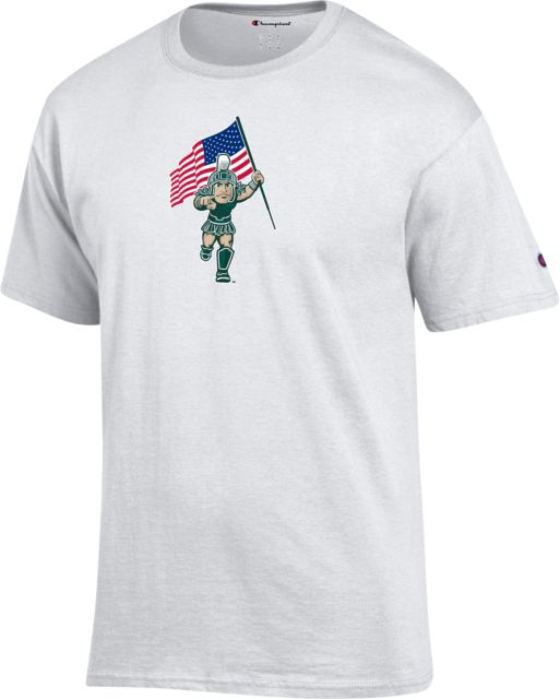 Michigan State Champion T Shirt Sparty American Flag Left - ONLINE ONLY