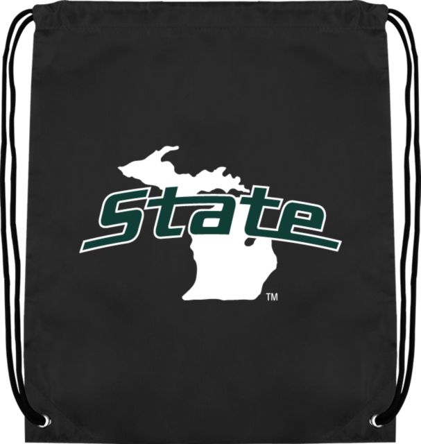 Michigan State Drawstring Backpack State Word Mark with Michigan - ONLINE ONLY