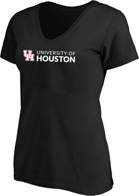 Houston Womens Plus V Neck T Shirt UH Signature Mark Horizontal - PLUS - ONLINE ONLY