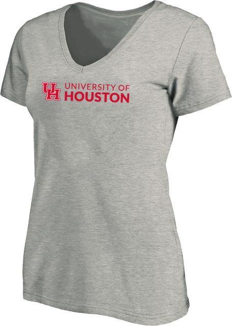 Houston Womens Plus V Neck T Shirt UH Signature Mark Horizontal - PLUS - ONLINE ONLY