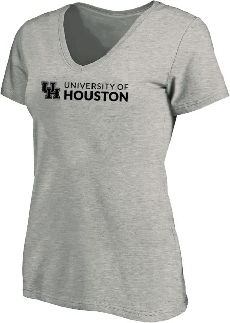 Houston Womens Plus V Neck T Shirt UH Signature Mark Horizontal - PLUS - ONLINE ONLY