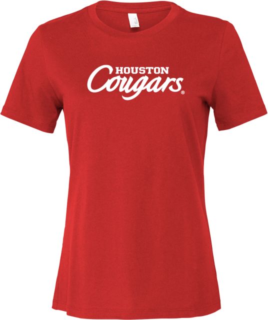 Houston Bella + Canvas Womens Relaxed Cotton T Shirt Houston Cougars Script - ONLINE ONLY