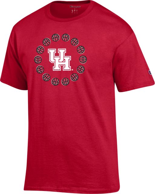 Houston Champion Scarlet T Shirt UH Basketball Circle - ONLINE ONLY