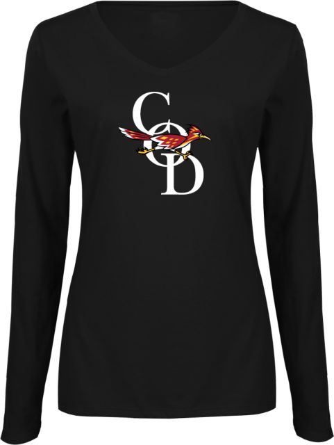 College of the Desert Womens Long Sleeve V Neck Tee COD with Roadrunner - ONLINE ONLY