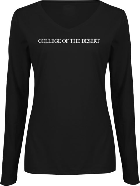 College of the Desert Womens Long Sleeve V Neck Tee College of the Desert Flat - ONLINE ONLY