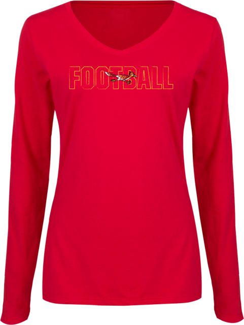 College of the Desert Womens Long Sleeve V Neck Tee College of the Desert Roadrunners Football Design - ONLINE ONLY