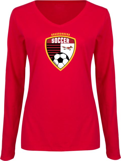 College of the Desert Womens Long Sleeve V Neck Tee College of the Desert Roadrunners Soccer Design - ONLINE ONLY