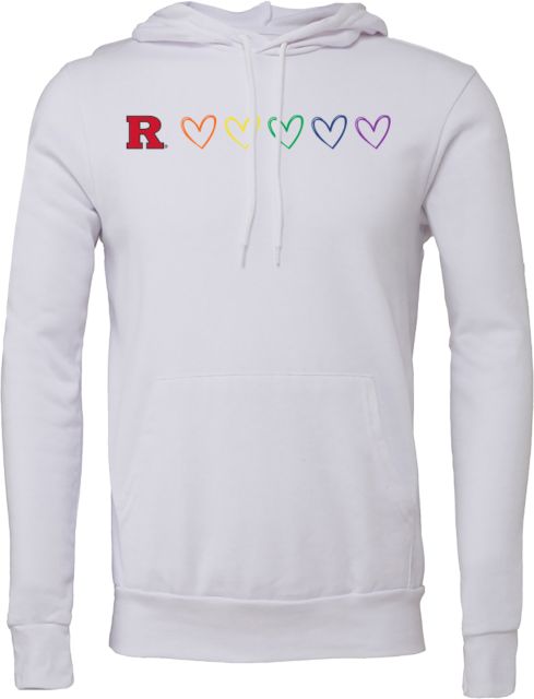 Rutgers Bella + Canvas Fleece Hood Rutgers Rainbow Hearts - ONLINE ONLY