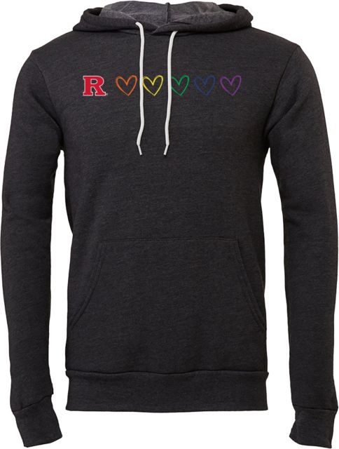 Rutgers Bella + Canvas Fleece Hood Rutgers Rainbow Hearts - ONLINE ONLY