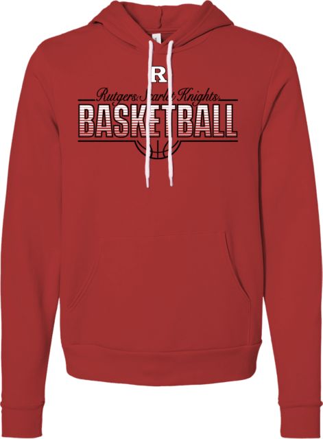 Rutgers Bella + Canvas Red Fleece Hood Rutgers - Scarlet Knights Basketball Skyhook - ONLINE ONLY,