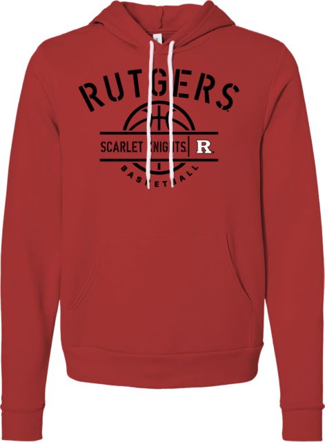 Rutgers Bella + Canvas Red Fleece Hood Rutgers - Scarlet Knights Basketball Half Court Stencil - ONLINE ONLY,