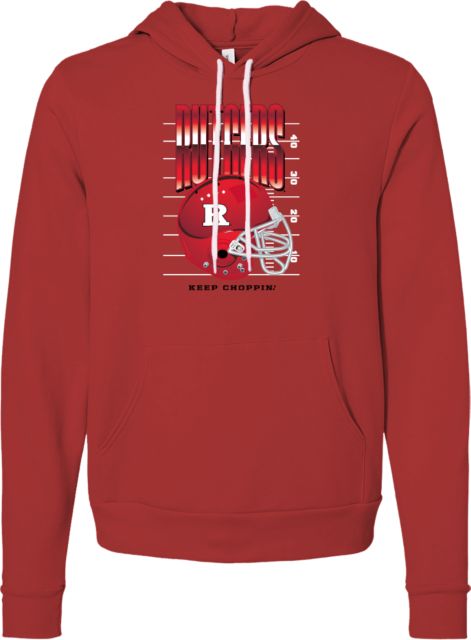Rutgers Bella + Canvas Red Fleece Hood Rutgers - Keep Choppin Helmet - ONLINE ONLY,