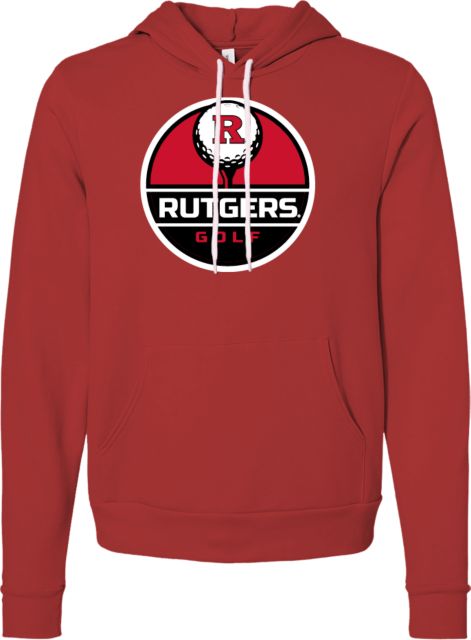 Rutgers Bella + Canvas Red Fleece Hood Rutgers - Golf Tee Up - ONLINE ONLY,