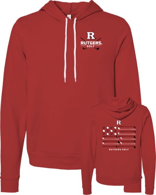 Rutgers Bella + Canvas Red Fleece Hood Rutgers - Golf Hit the Pin - ONLINE ONLY,