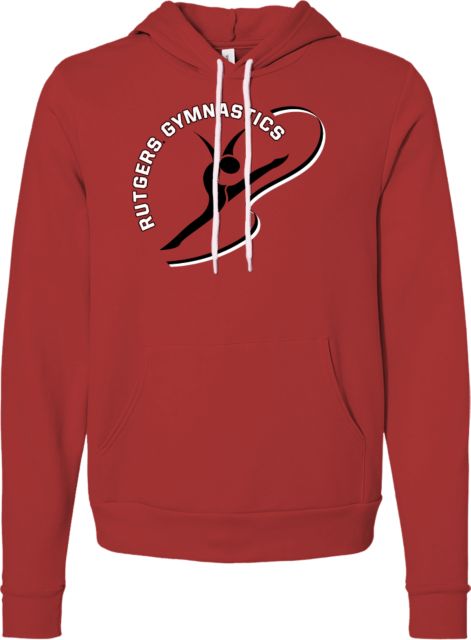 Rutgers Bella + Canvas Red Fleece Hood Rutgers - Gymnastics Ribbon - ONLINE ONLY,