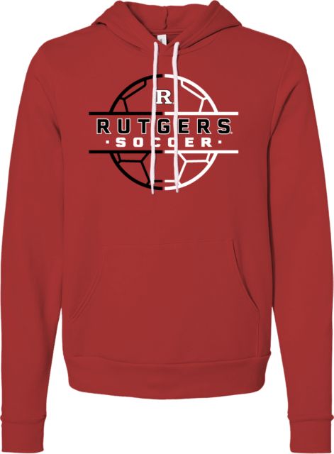 Rutgers Bella + Canvas Red Fleece Hood Rutgers - Soccer Ball Grid - ONLINE ONLY,