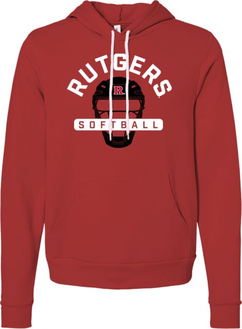 Rutgers Bella + Canvas Red Fleece Hood Rutgers - Softball Team Catcher - ONLINE ONLY,