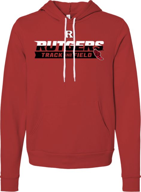 Rutgers Bella + Canvas Red Fleece Hood Rutgers - Track and Field Finish Line - ONLINE ONLY,