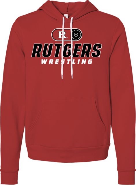 Rutgers Bella + Canvas Red Fleece Hood Rutgers - Wrestling Elevate - ONLINE ONLY,