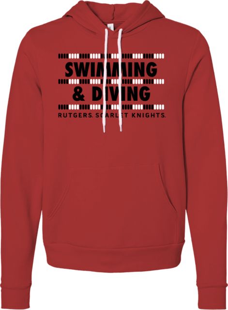 Rutgers Bella + Canvas Red Fleece Hood Rutgers - Scarlet Knights Swim and Dive - ONLINE ONLY,