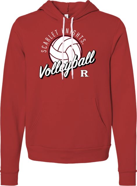 Rutgers Bella + Canvas Red Fleece Hood Rutgers - Scarlet Knights Volleyball Script - ONLINE ONLY,
