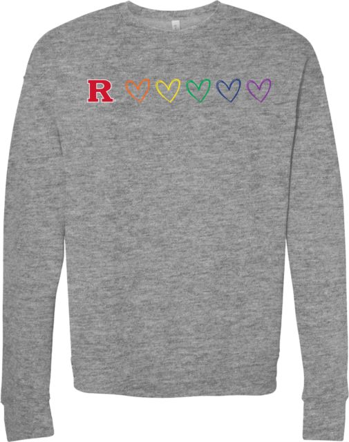 Rutgers Bella + Canvas Fleece Crew Rutgers Rainbow Hearts - ONLINE ONLY