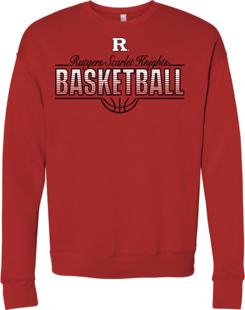 Rutgers Bella + Canvas Red Fleece Crew Rutgers - Scarlet Knights Basketball Skyhook - ONLINE ONLY,