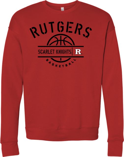 Rutgers Bella + Canvas Red Fleece Crew Rutgers - Scarlet Knights Basketball Half Court Stencil - ONLINE ONLY,