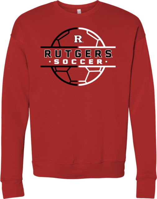 Rutgers Bella + Canvas Red Fleece Crew Rutgers - Soccer Ball Grid - ONLINE ONLY,