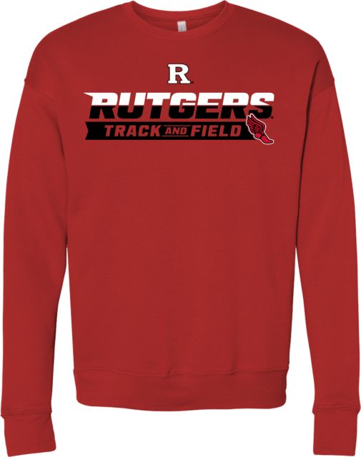 Rutgers Bella + Canvas Red Fleece Crew Rutgers - Track and Field Finish Line - ONLINE ONLY,