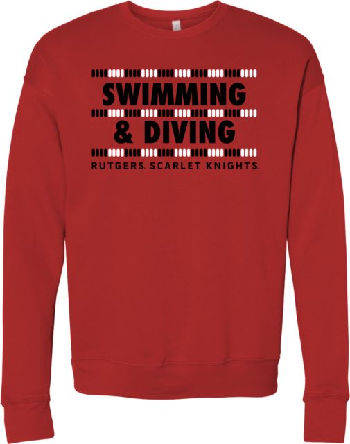 Rutgers Bella + Canvas Red Fleece Crew Rutgers - Scarlet Knights Swim and Dive - ONLINE ONLY,